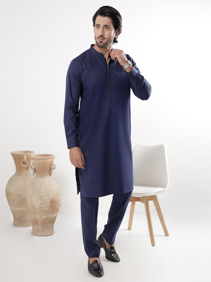 Cotton Navy Blue Kurta Trouser - Almirah
