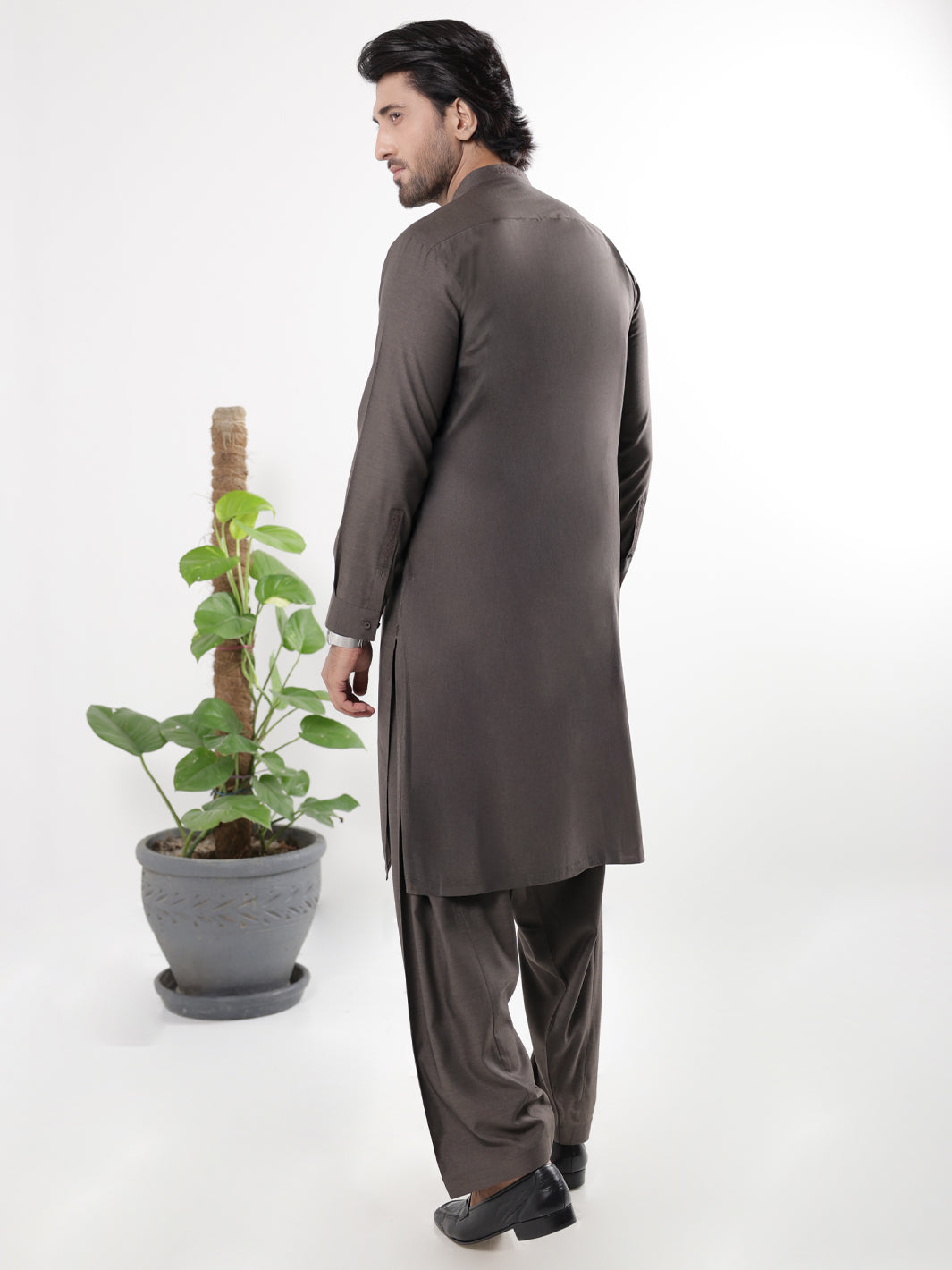 Blended Dark Brown Shalwar Kameez - Almirah