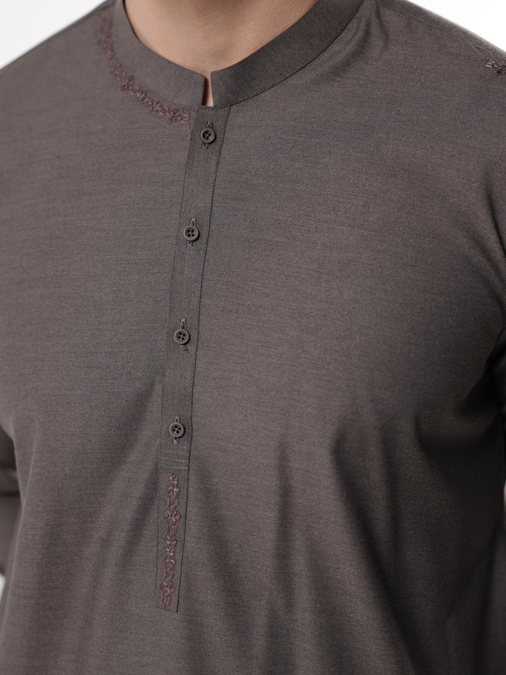 Blended Dark Brown Shalwar Kameez - Almirah