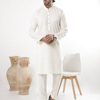 Blended Cream Kurta Trouser - Almirah