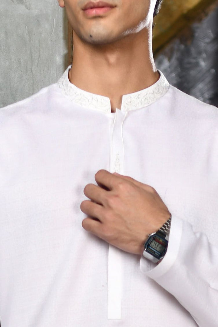 Blended White Kurta - J. Junaid Jamshed