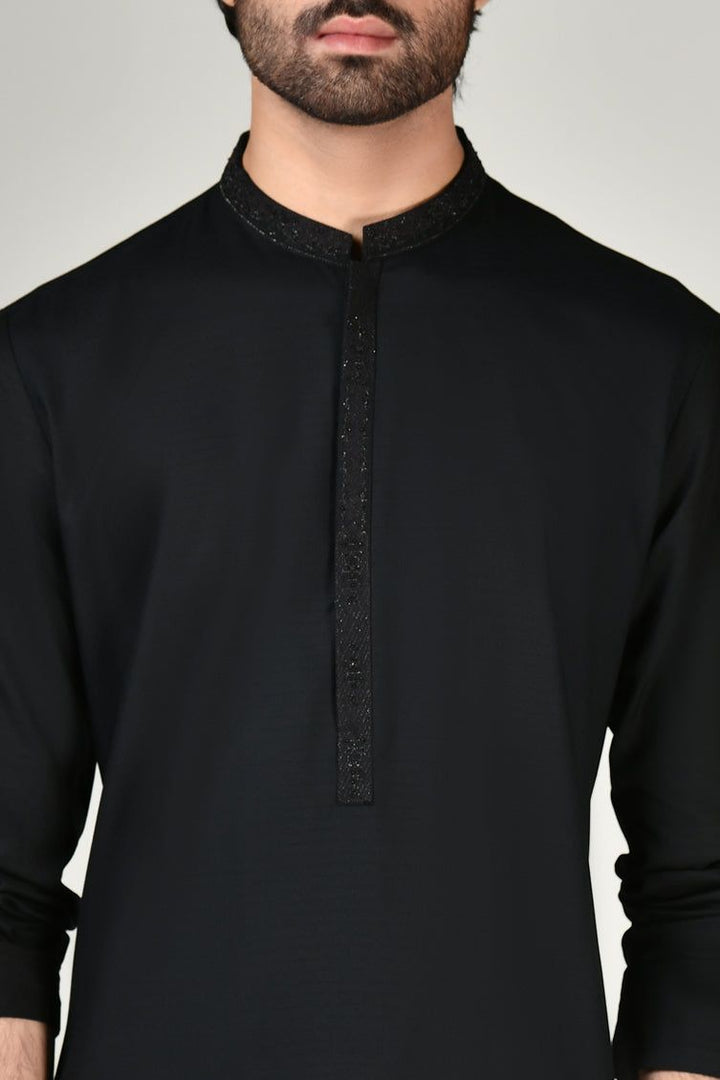 Blended Black Shalwar Kameez - J. Junaid Jamshed