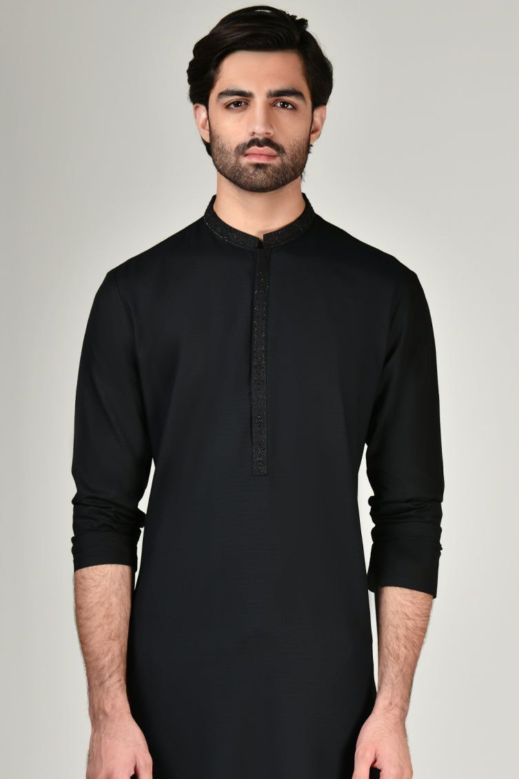 Blended Black Shalwar Kameez - J. Junaid Jamshed