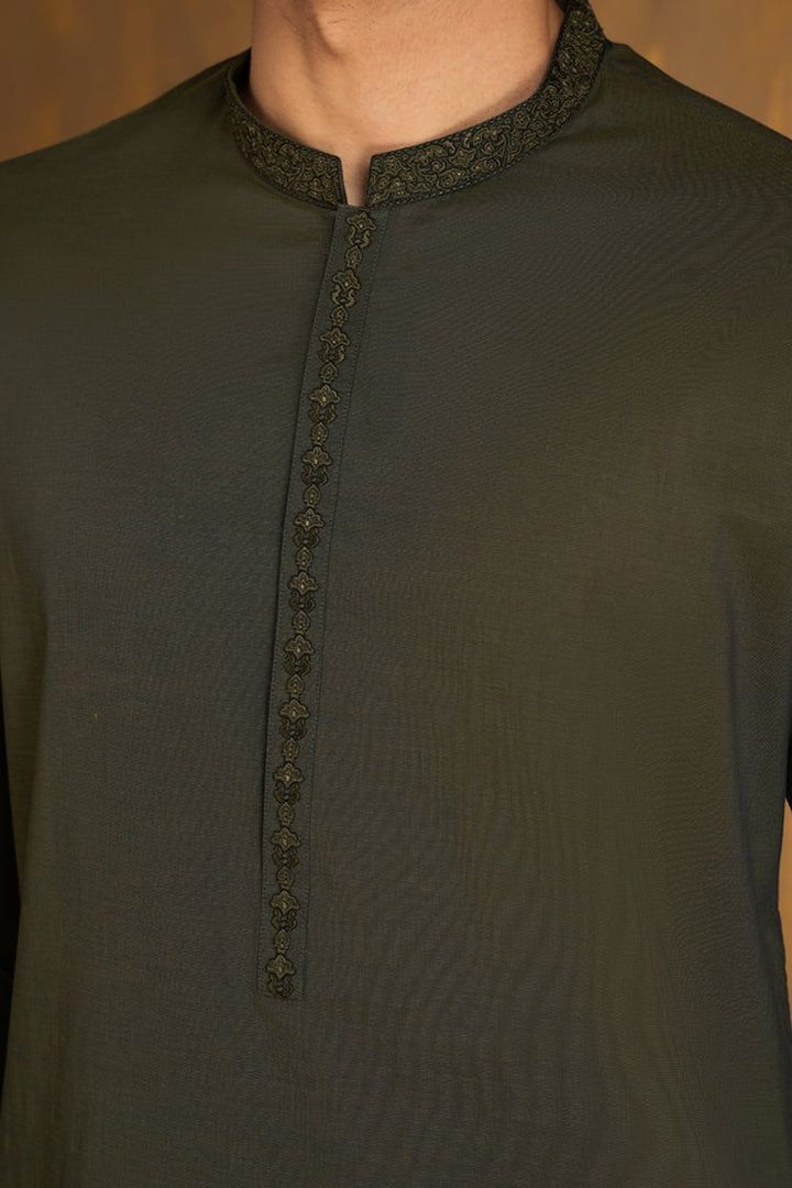 Cotton Green Kurta Trouser - J. Junaid Jamshed