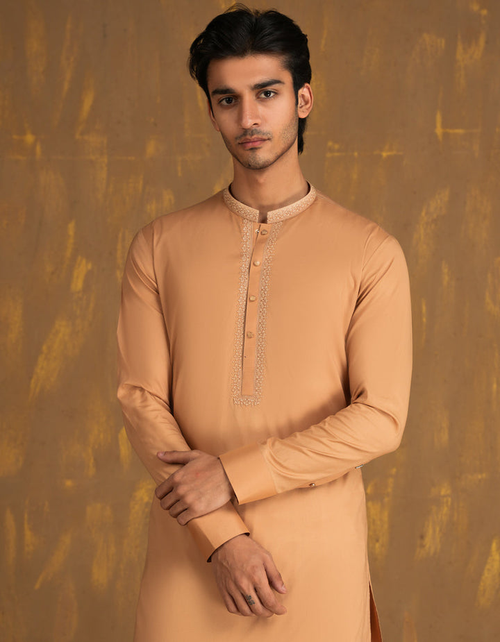 Blended Brown Shalwar Kameez - J. Junaid Jamshed