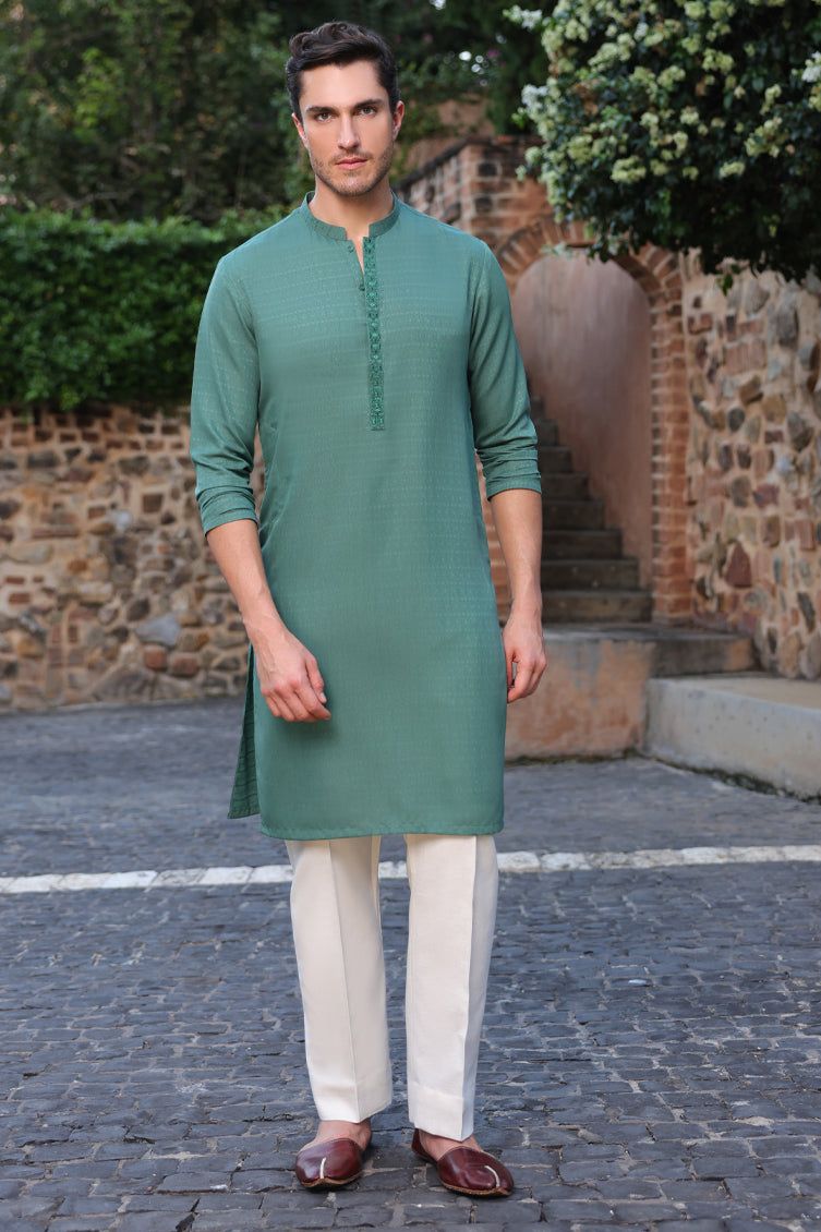 Blended Green Kurta - J. Junaid Jamshed