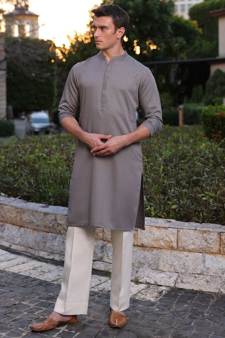 Blended Grey Kurta - J. Junaid Jamshed