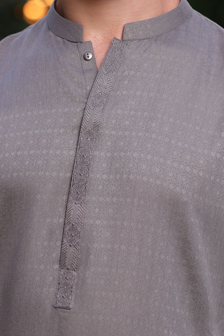 Blended Grey Kurta - J. Junaid Jamshed