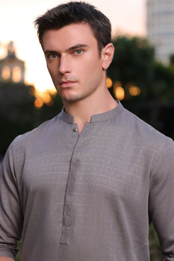 Blended Grey Kurta - J. Junaid Jamshed