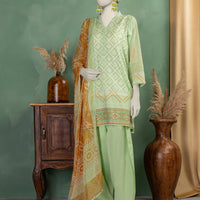 Lawn Green Unstitched Suit - J. Junaid Jamshed