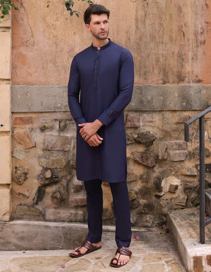 Blended Blue Shalwar Kameez- J. Junaid Jamshed