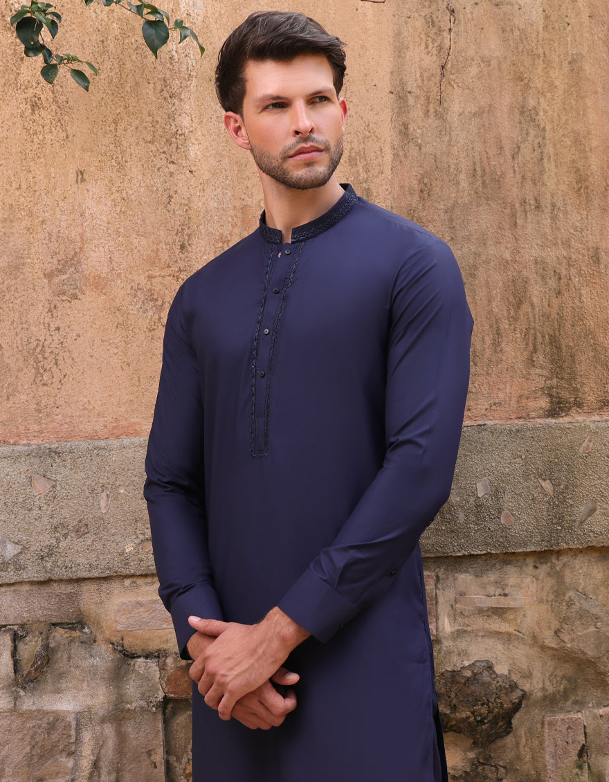 Blended Blue Shalwar Kameez- J. Junaid Jamshed