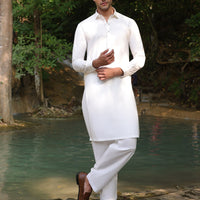 Blended White Shalwar Kameez- J. Junaid Jamshed