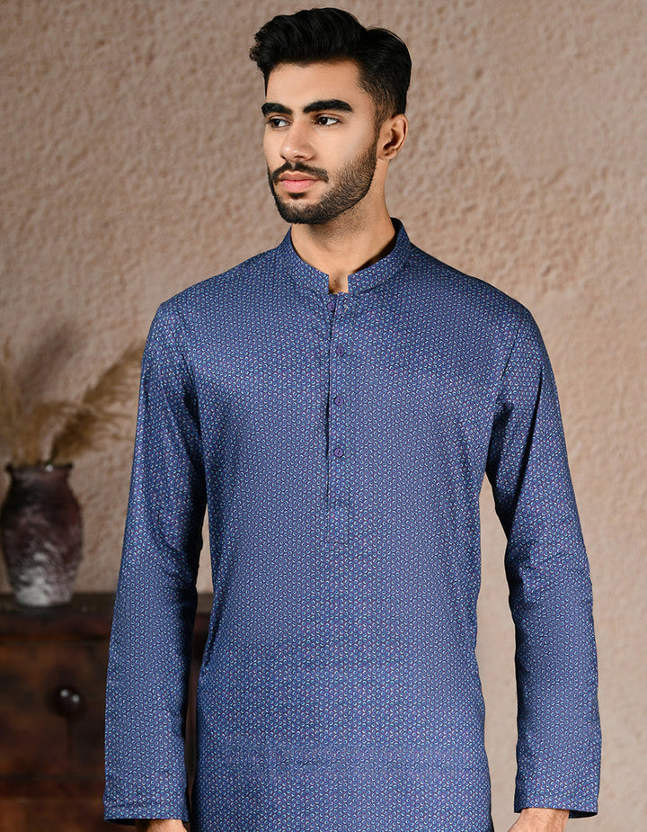 Cotton Blue Kurta - J. Junaid Jamshed