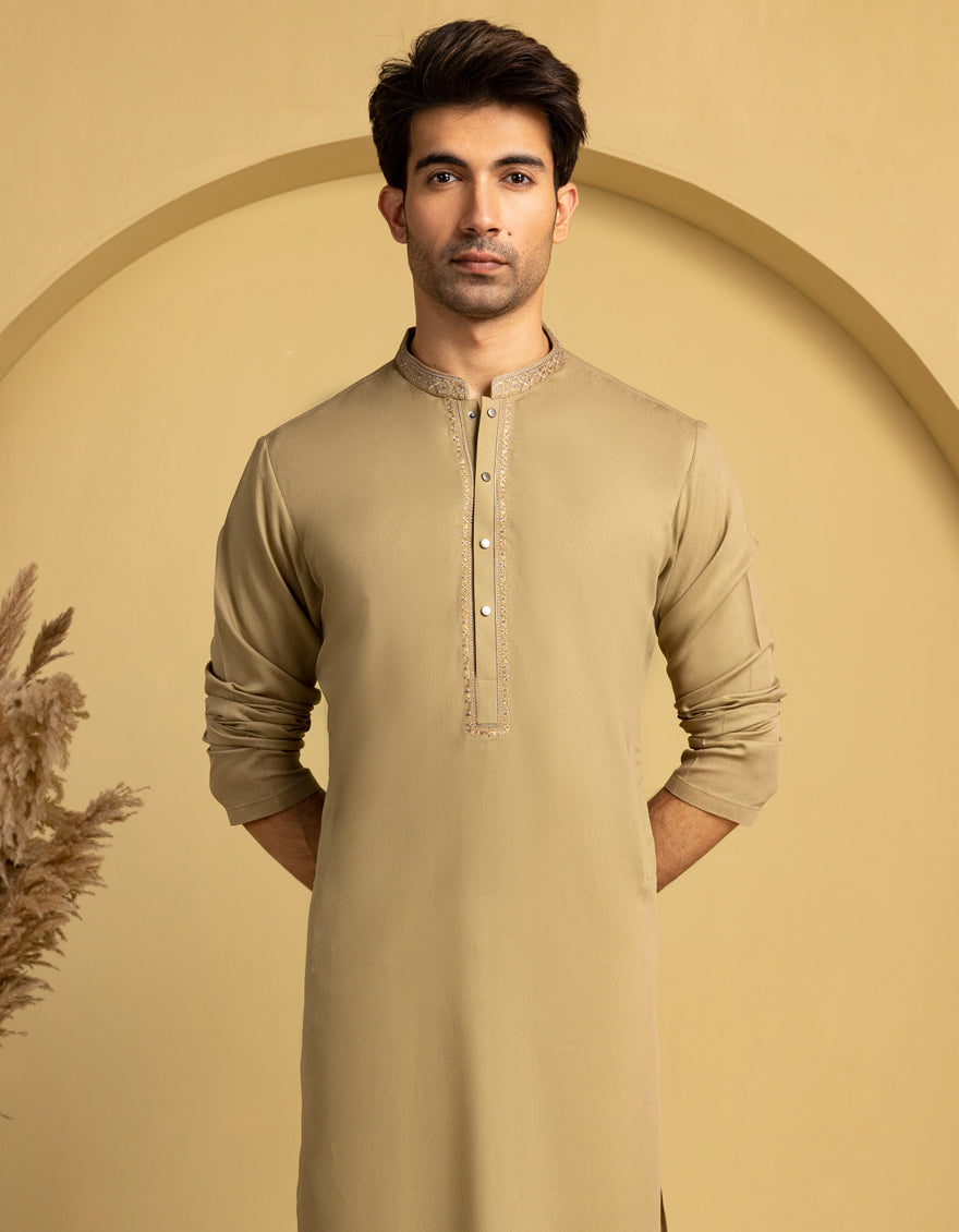 Blended Brown Kurta - J. Junaid Jamshed