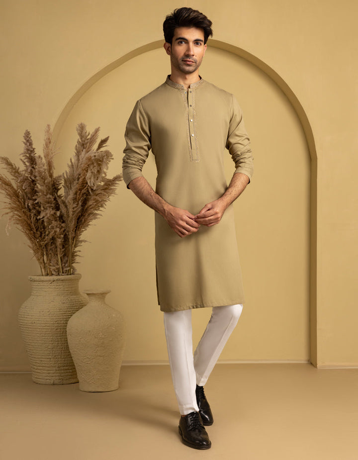 Blended Brown Kurta - J. Junaid Jamshed