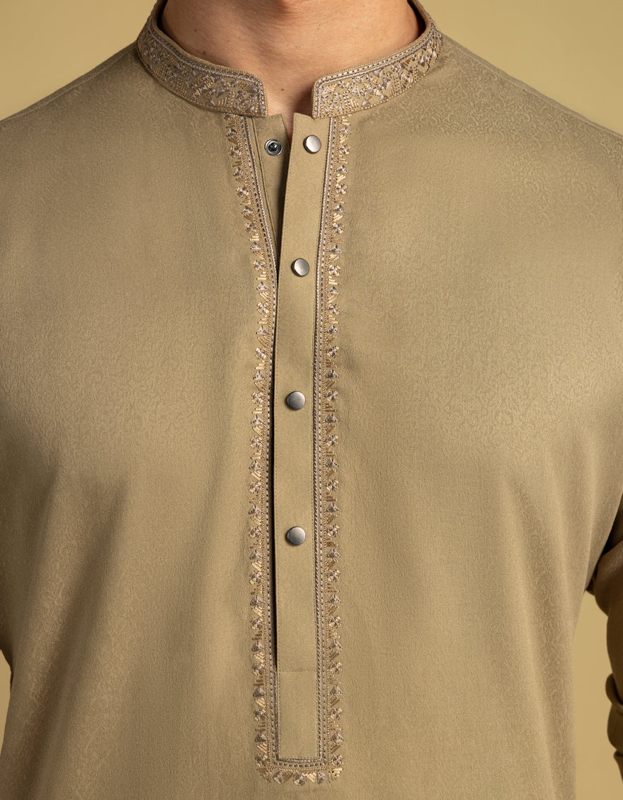 Blended Brown Kurta - J. Junaid Jamshed
