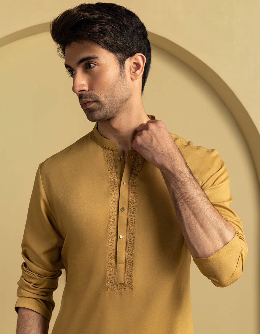 Blended Brown Kurta - J. Junaid Jamshed