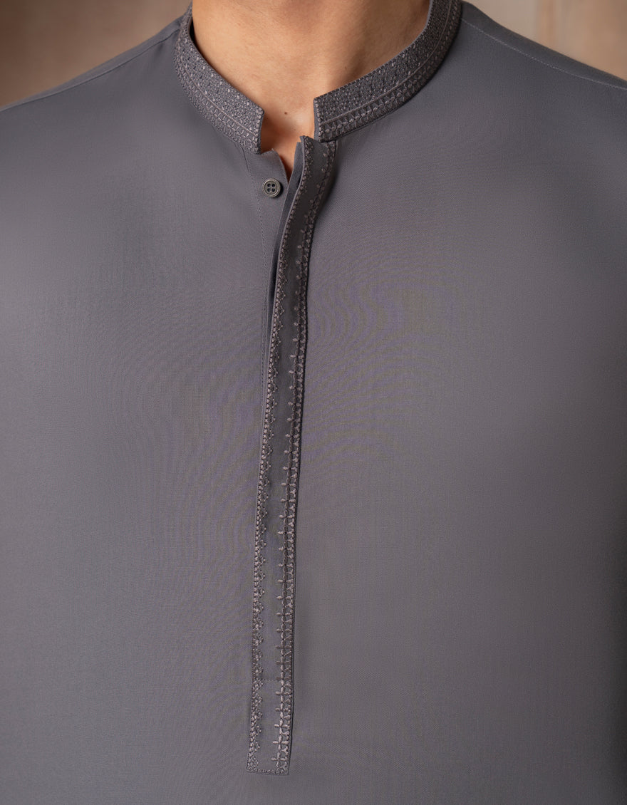 Blended Grey Shalwar Kameez - J. Junaid Jamshed