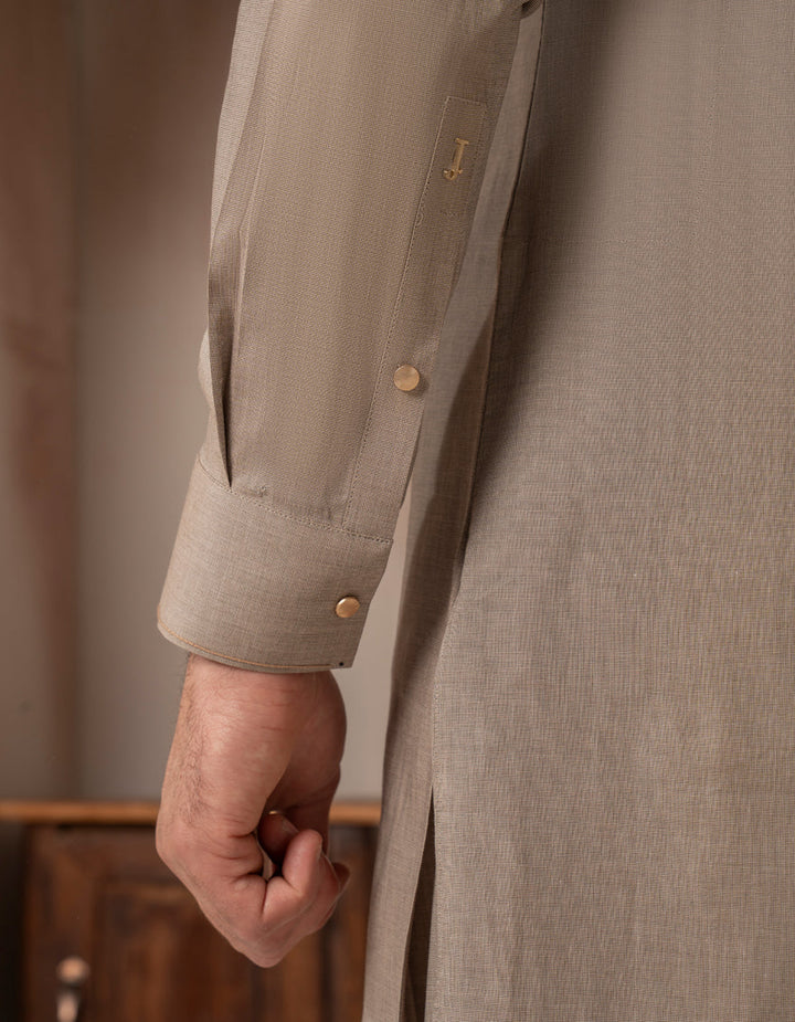 Cotton Light Brown Kurta Trouser - J. Junaid Jamshed