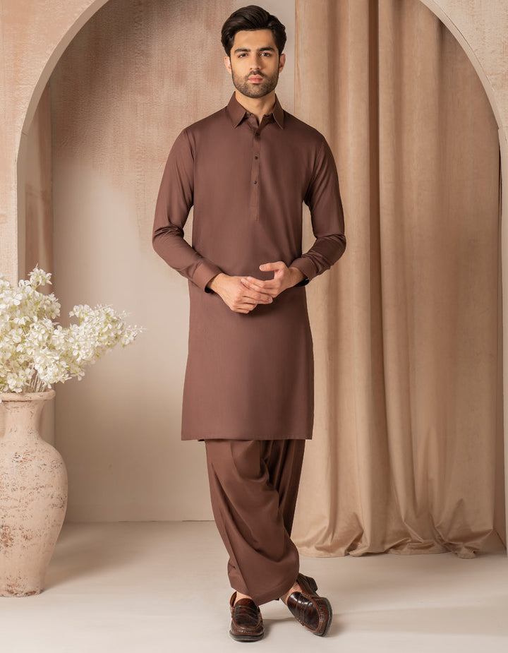 Cotton Brown Shalwar Kameez - J. Junaid Jamshed