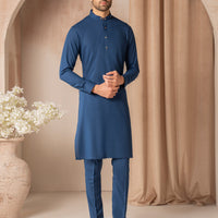 Blended Blue Kurta Trouser - J. Junaid Jamshed