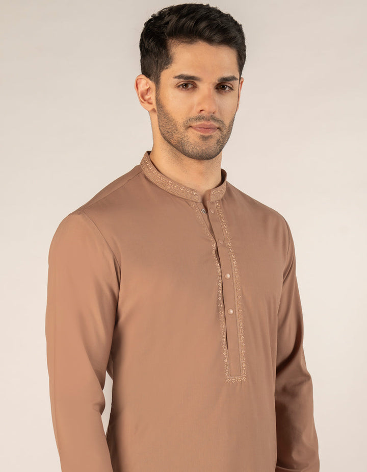 Blended Brown Shalwar Kameez - J. Junaid Jamshed