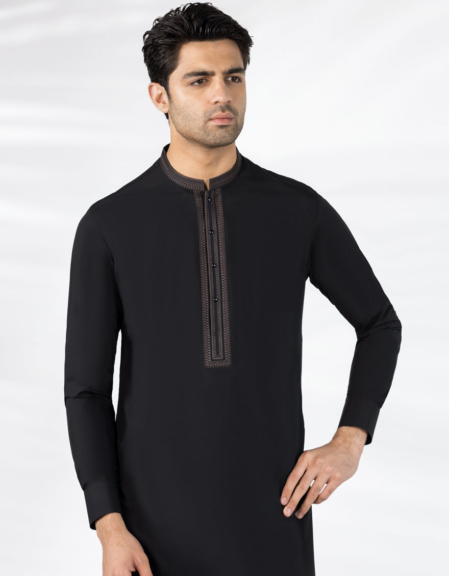 Blended Black Shalwar Kameez - J. Junaid Jamshed