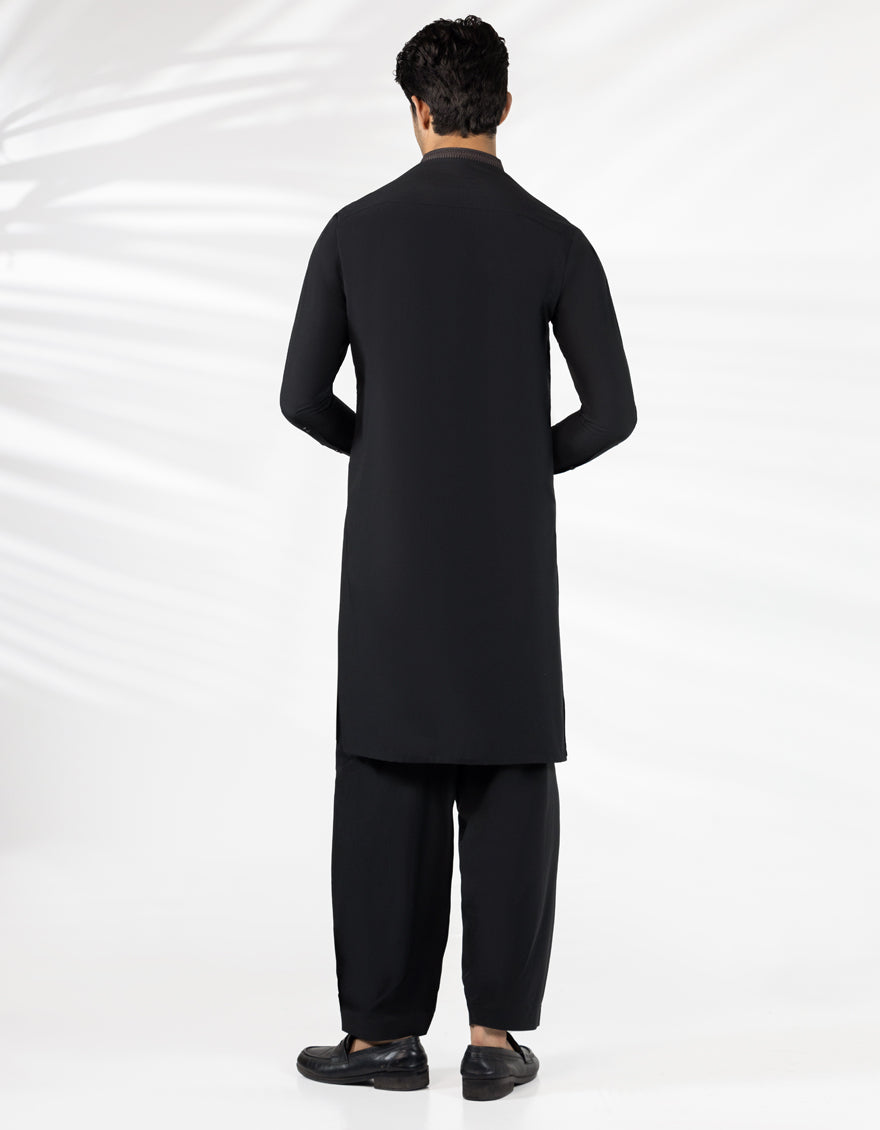 Blended Black Shalwar Kameez - J. Junaid Jamshed