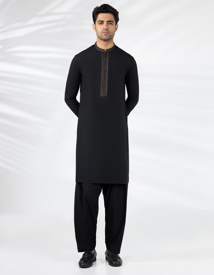 Blended Black Shalwar Kameez - J. Junaid Jamshed