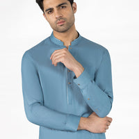 Blended Light Blue Kurta Trouser - J. Junaid Jamshed