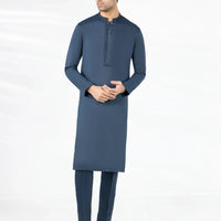Blended Prussian Blue Kurta Trouser - J. Junaid Jamshed