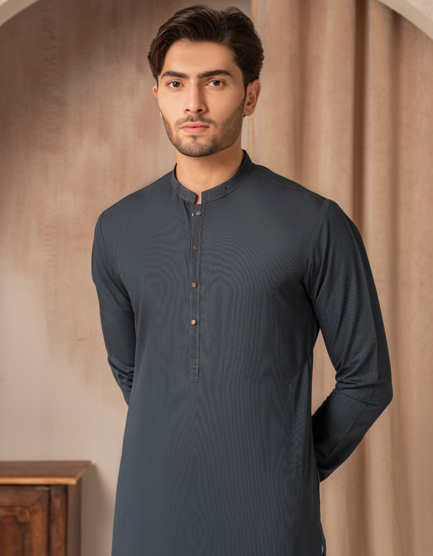 Blended Teal Kurta - J. Junaid Jamshed