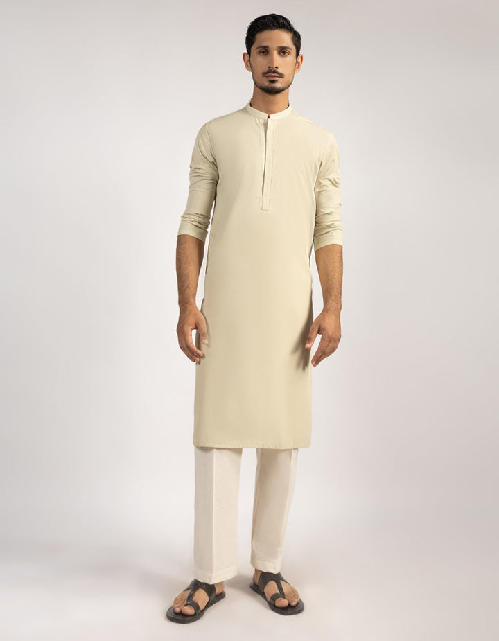 Blended Beige Kurta - J. Junaid Jamshed