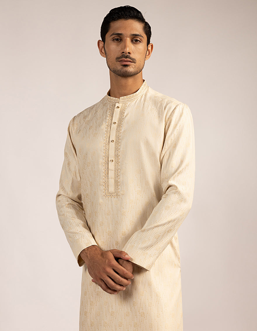 Blended Beige Special Kurta - J. Junaid Jamshed