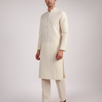Polyester Cream Special Kurta - J. Junaid Jamshed