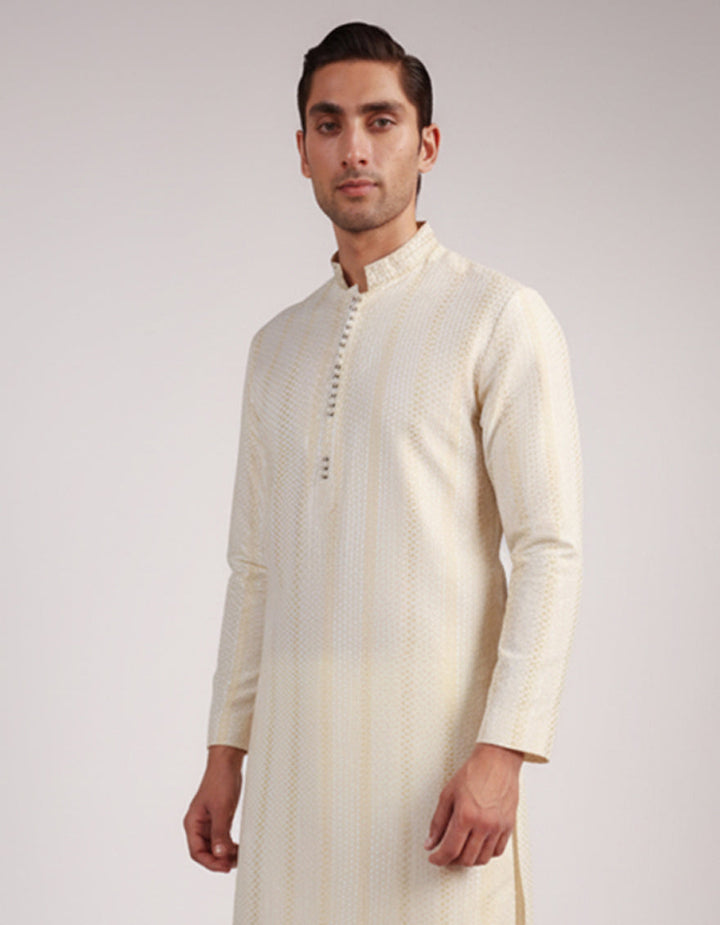 Polyester Cream Special Kurta - J. Junaid Jamshed