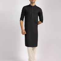 Blended Black Kurta - J. Junaid Jamshed