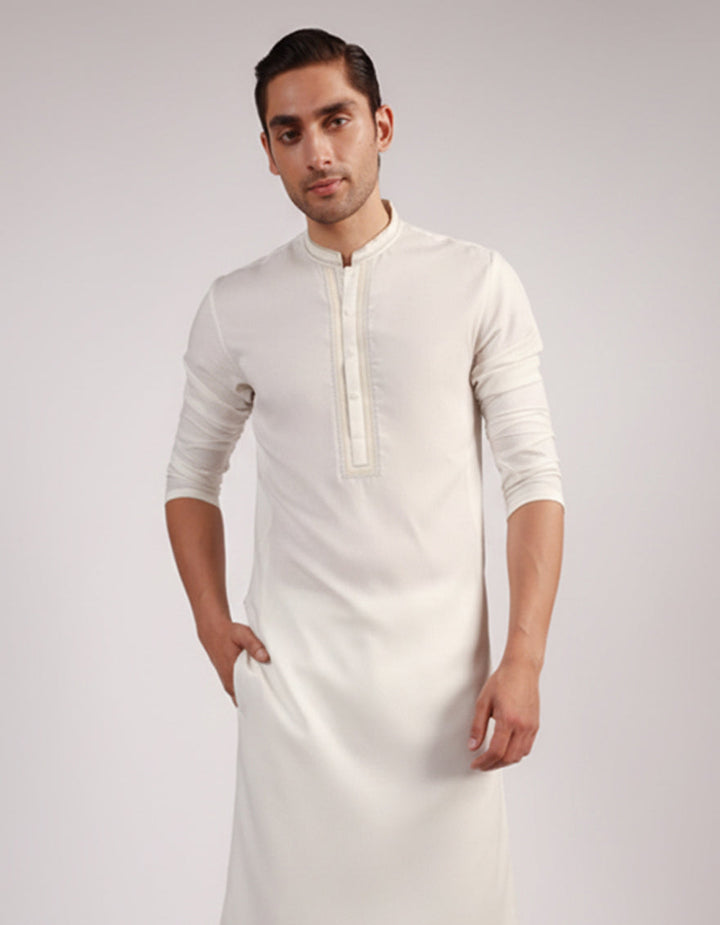 Blended Cream Shalwar Kameez  - J. Junaid Jamshed