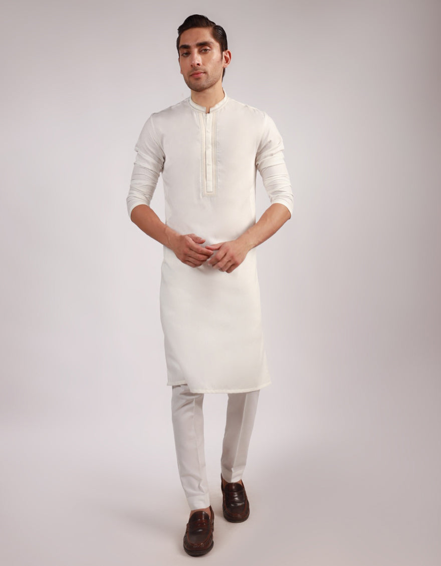 Blended Cream Shalwar Kameez  - J. Junaid Jamshed