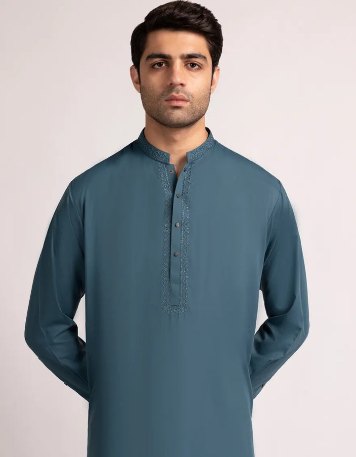 Blended Sea Green Kurta Trouser- J. Junaid Jamshed