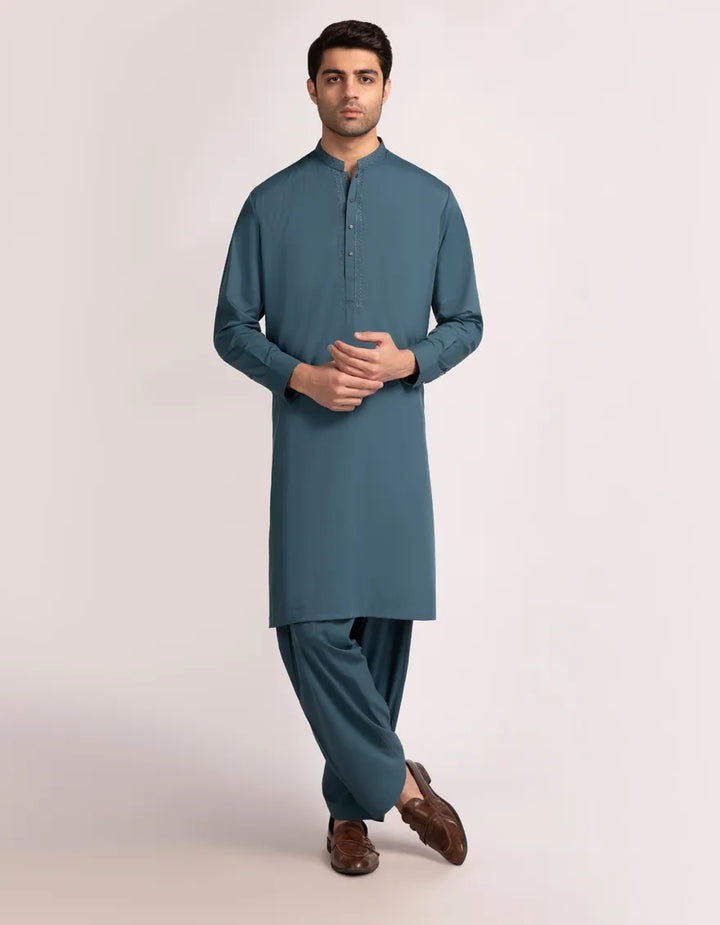 Blended Sea Green Kurta Trouser- J. Junaid Jamshed