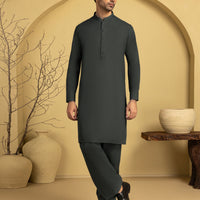 Blended Blue Unstitched Suit - J. Junaid Jamshed