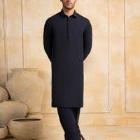 Blended Blue Unstitched Suit - J. Junaid Jamshed