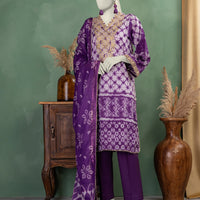 Lawn Purple Unstitched Suit - J. Junaid Jamshed