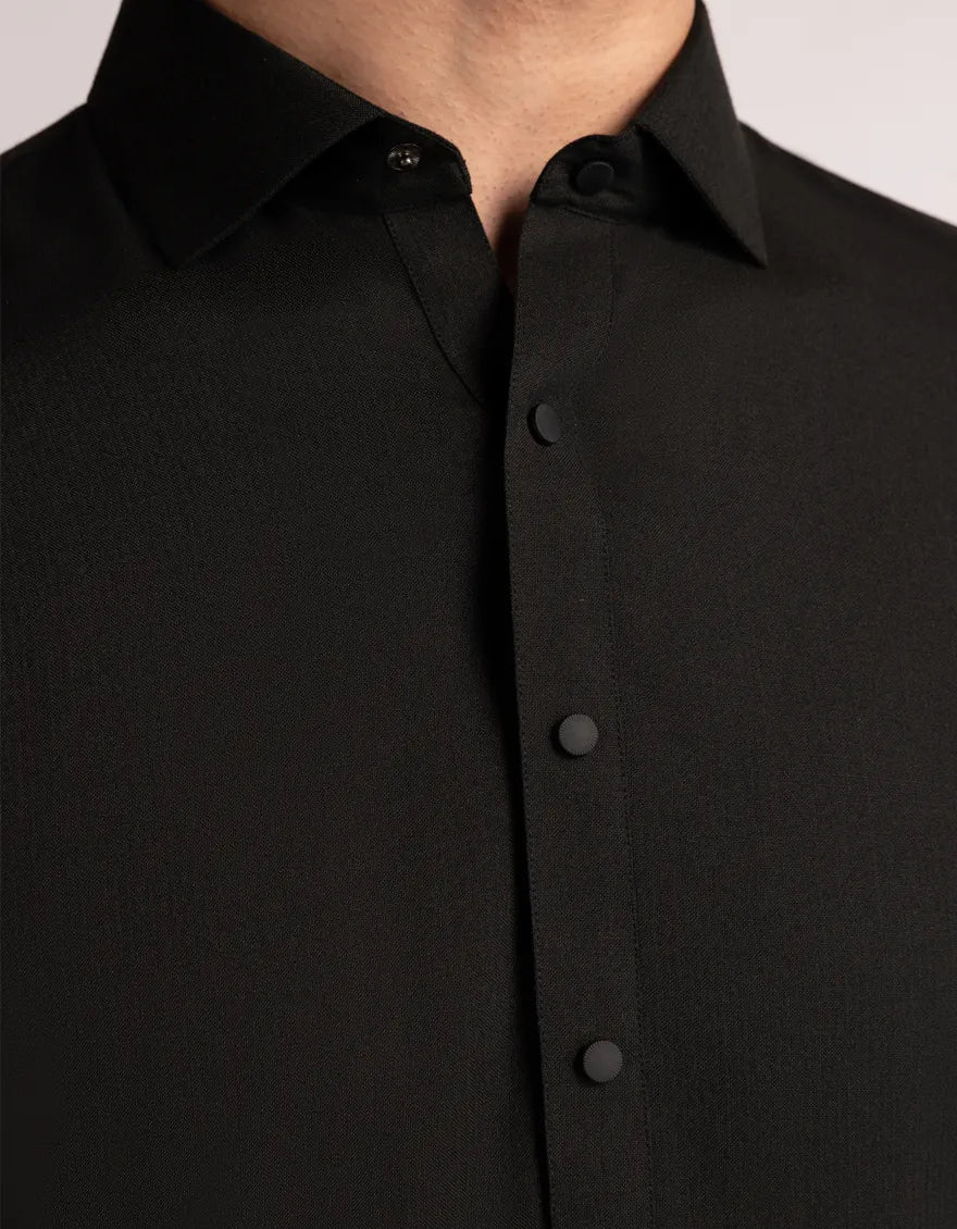 Blended Black Shalwar Kameez  - J. Junaid Jamshed