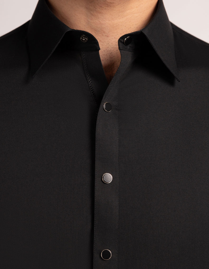 Blended Black Shalwar Kameez  - J. Junaid Jamshed