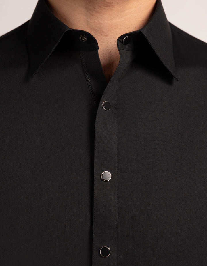 Blended Black Shalwar Kameez  - J. Junaid Jamshed