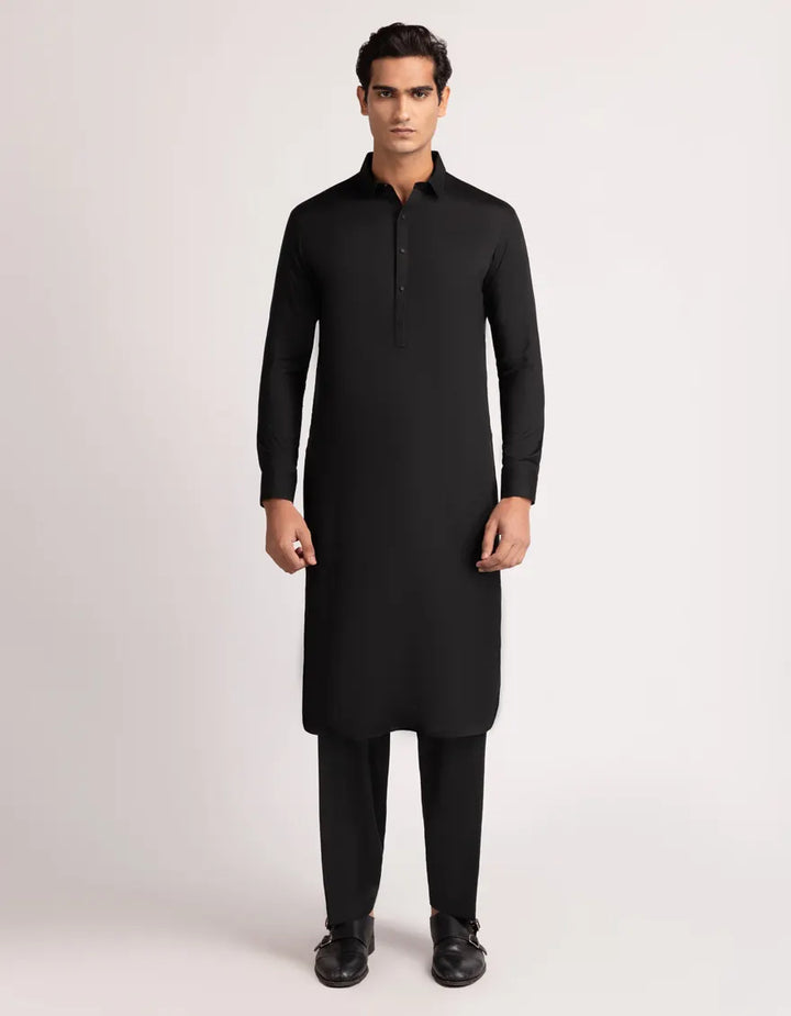 Blended Black Shalwar Kameez - J. Junaid Jamshed