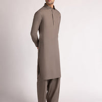Polyester Ash Brown Shalwar Kameez - J. Junaid Jamshed